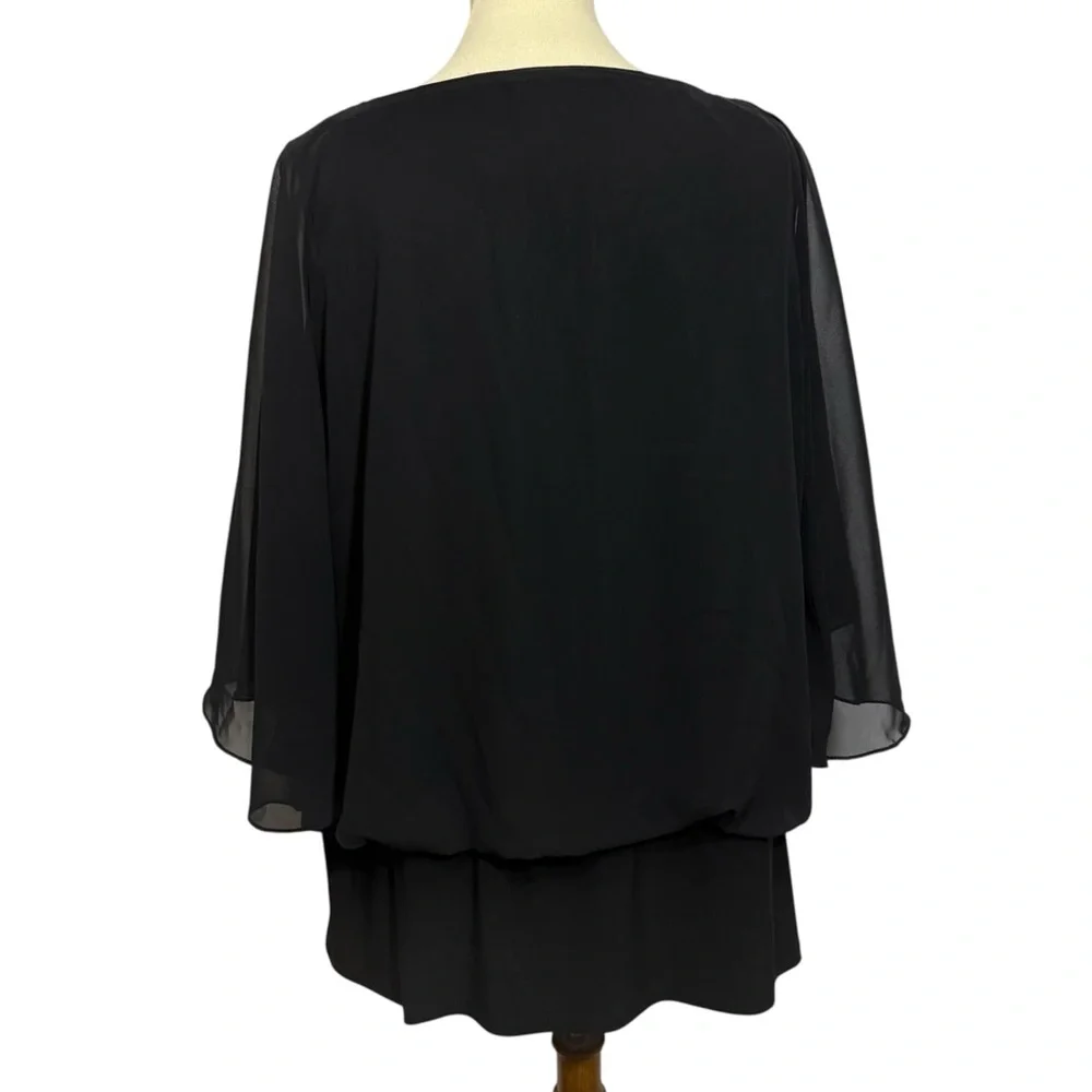 MSK Women’s Size 1X Black Chiffon Blouse with Embellished Hem - Picture 2 of 13